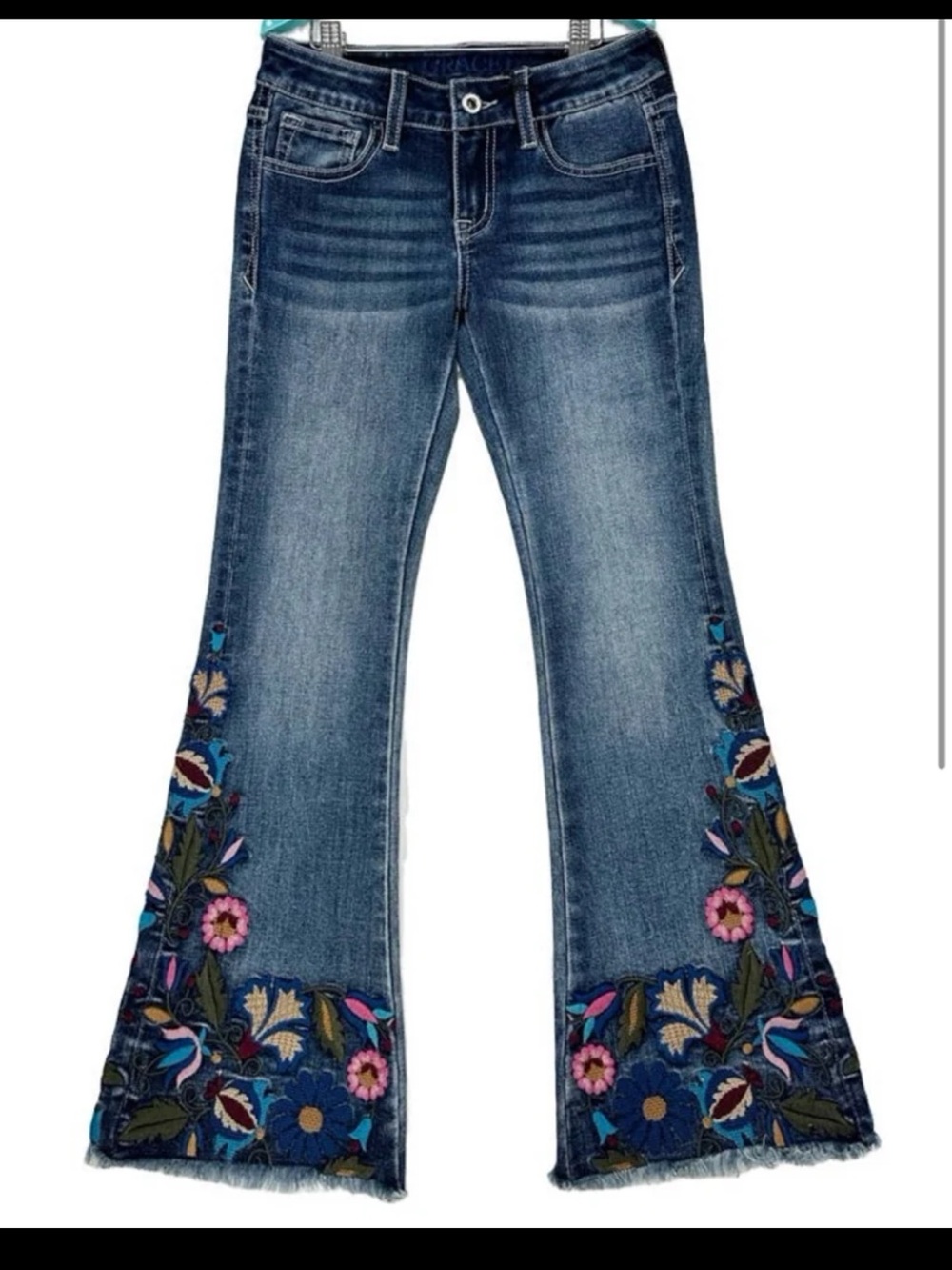 NWT Grace In LA Easyfit Flare Floral Embroidered Jeans Size 27
